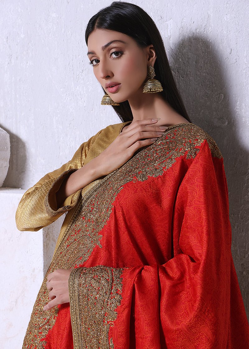 Sirilla Shawl Red - Rizwan Beyg Design