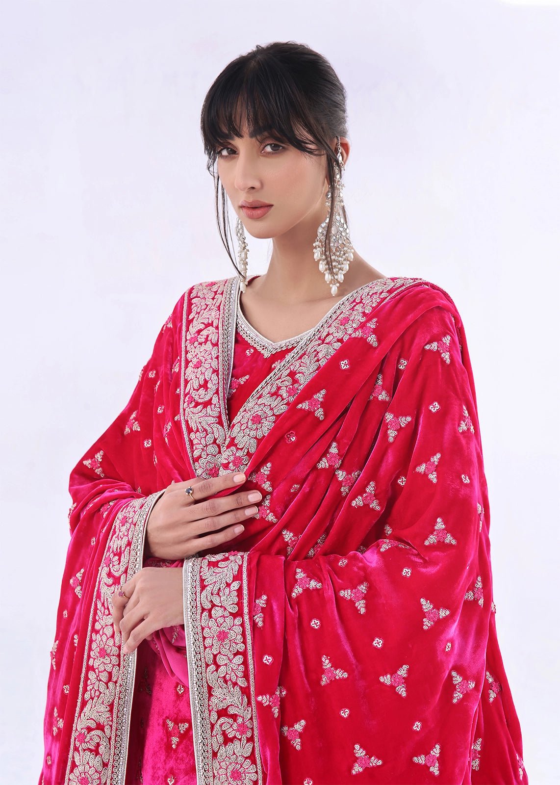 Sirinager Shawl & Shirt Pink - Rizwan Beyg Design