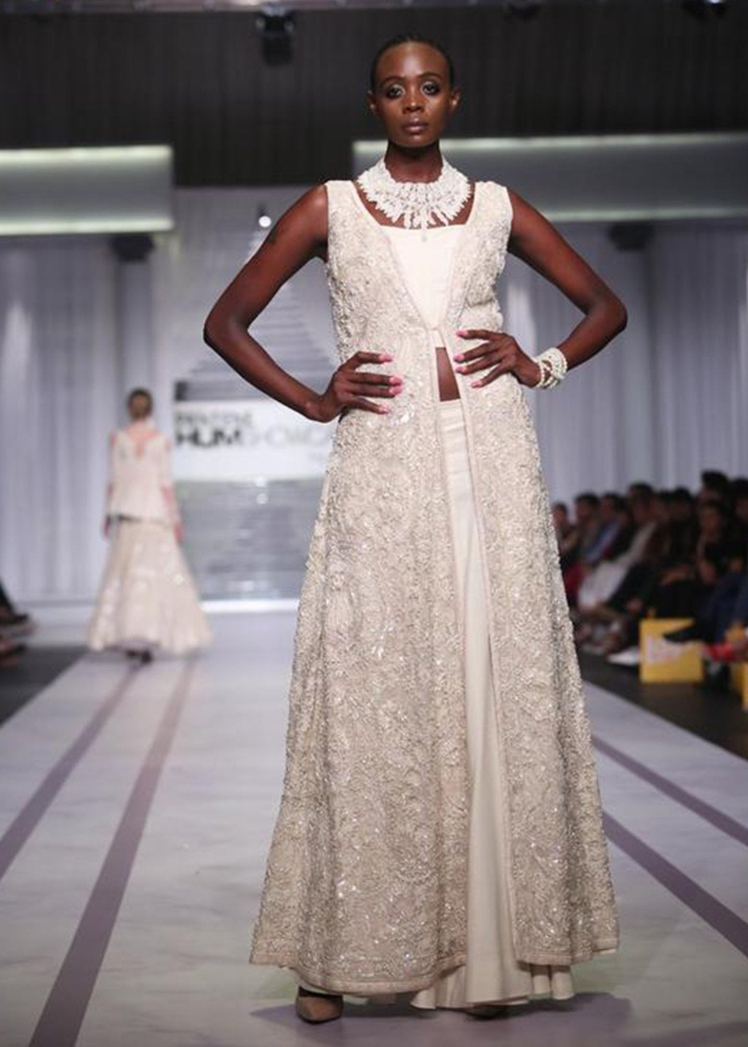 Sleeveless Long Coat with Long Skirt - Rizwan Beyg Design