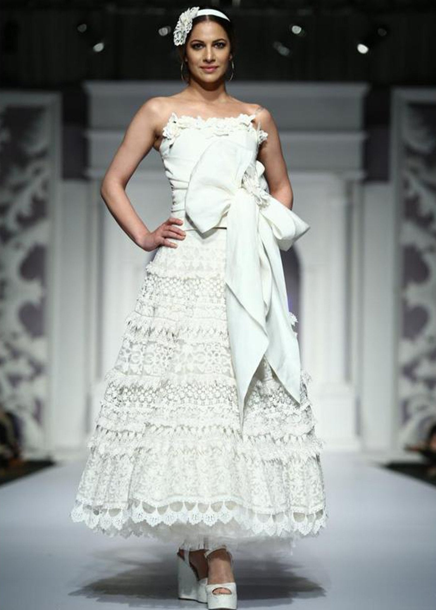 Strapless Bow Top with Layered Ball Skirt - Rizwan Beyg Design