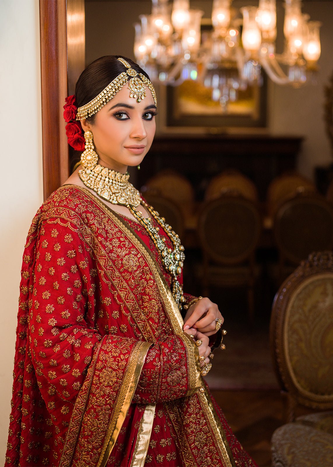 Talia Bridal Red with Shawl & Farshi - Rizwan Beyg Design