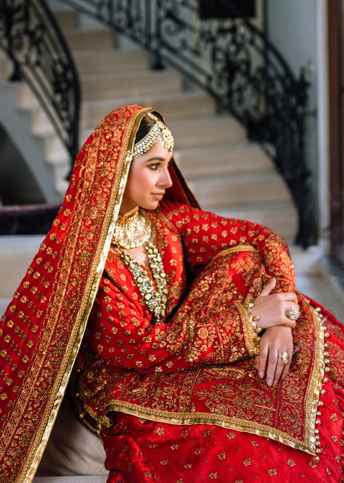 Talia Bridal Red with Shawl & Farshi - Rizwan Beyg Design