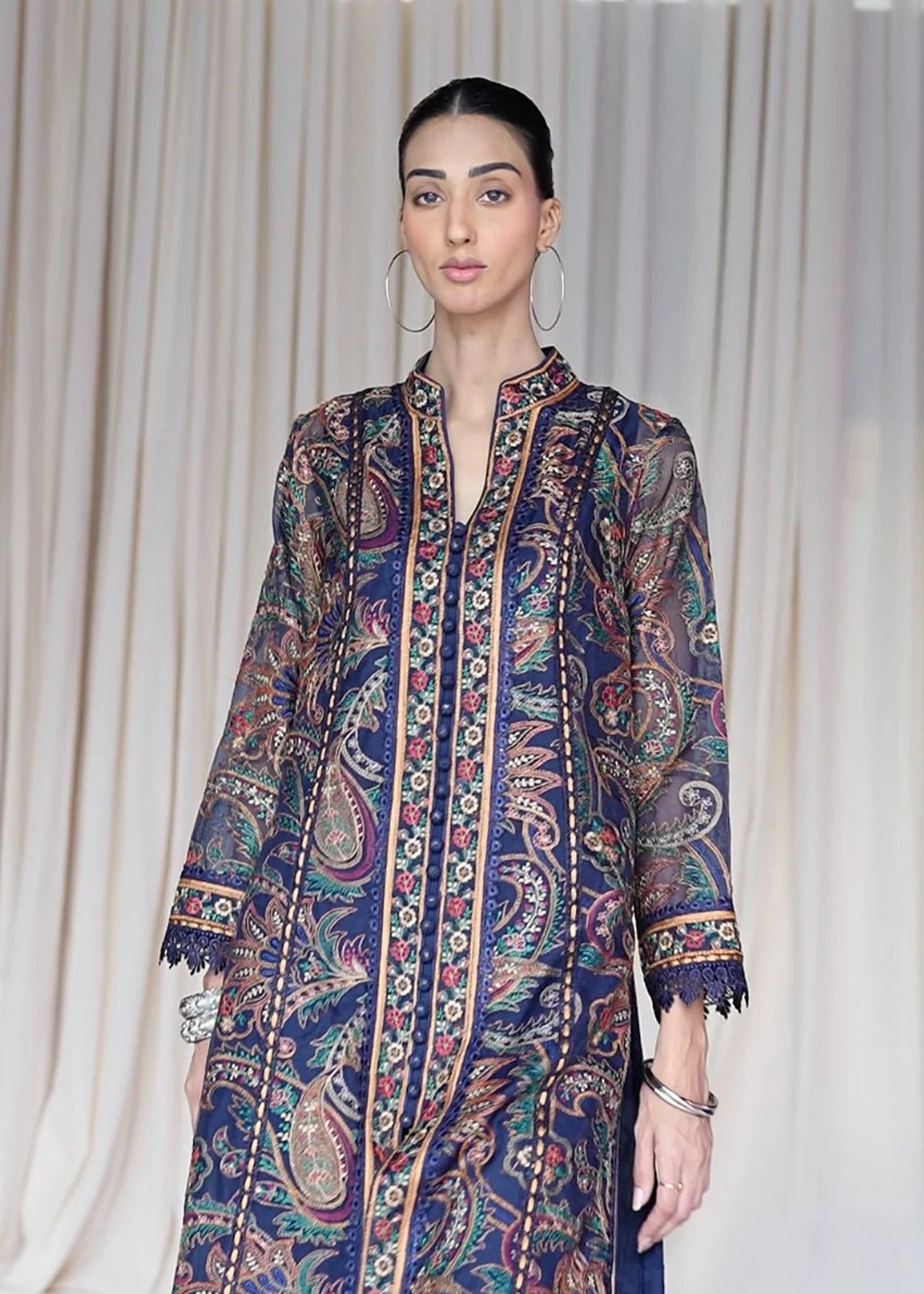 Tamaya Blue Coat - Rizwan Beyg Design