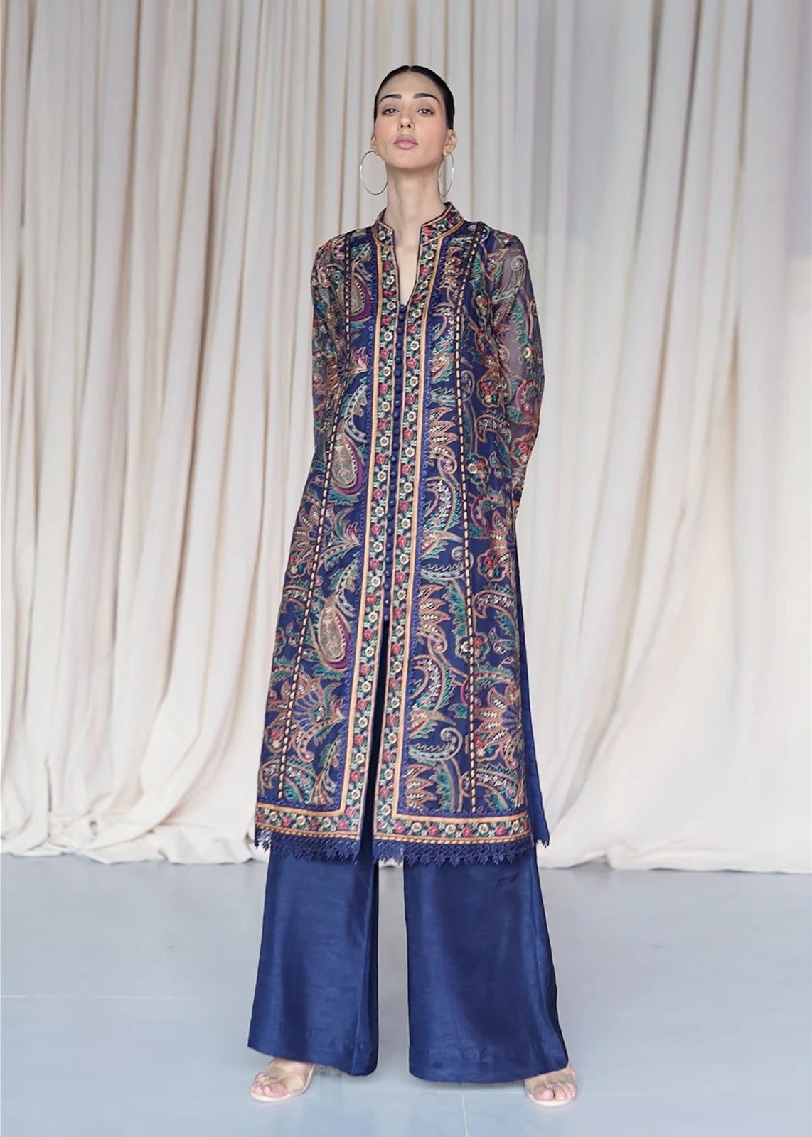 Tamaya Blue Coat - Rizwan Beyg Design