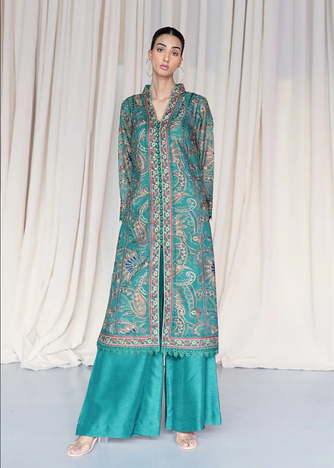 Tamaya Green Coat - Rizwan Beyg Design