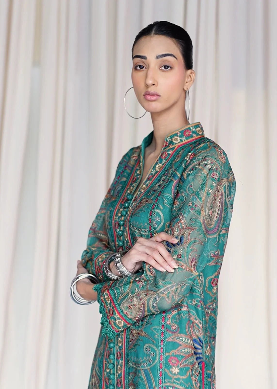 Tamaya Green Coat - Rizwan Beyg Design