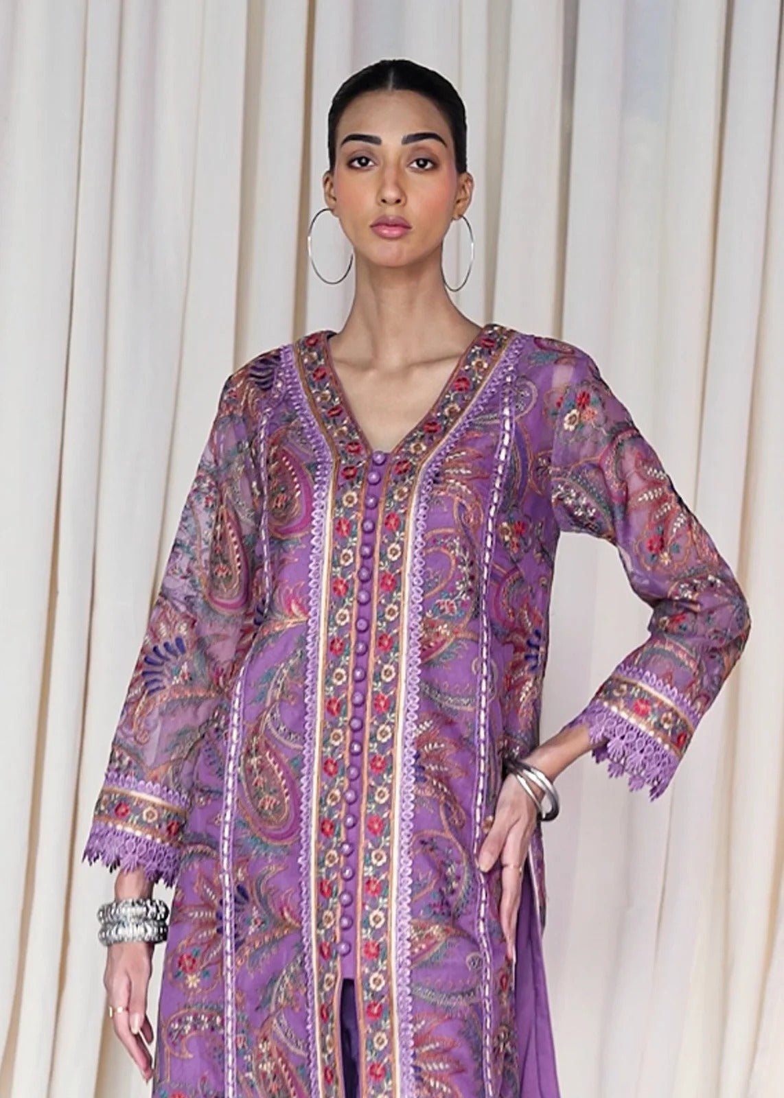 Tamaya Purple Coat - Rizwan Beyg Design