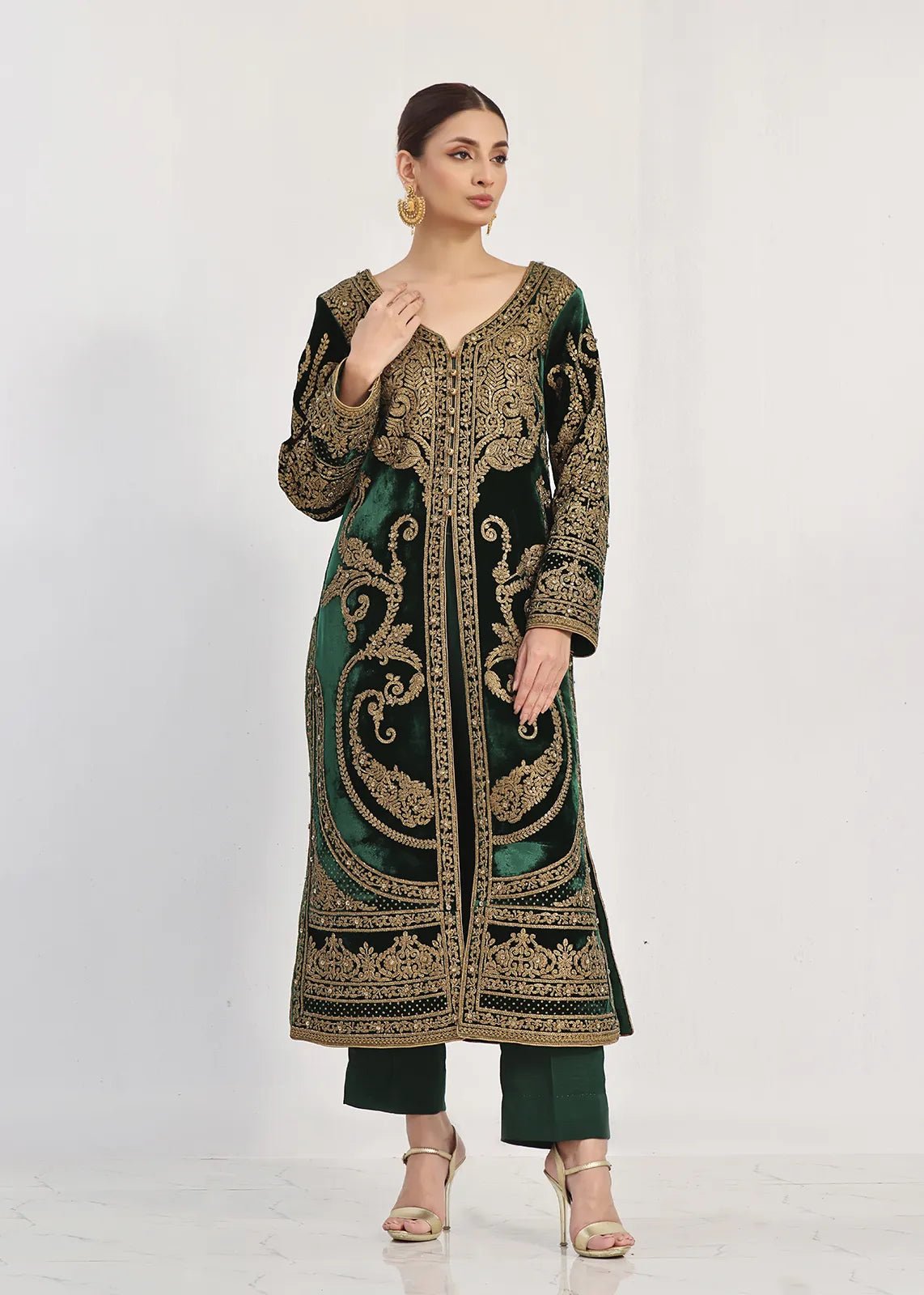 Veroz Green Coat - Rizwan Beyg Design