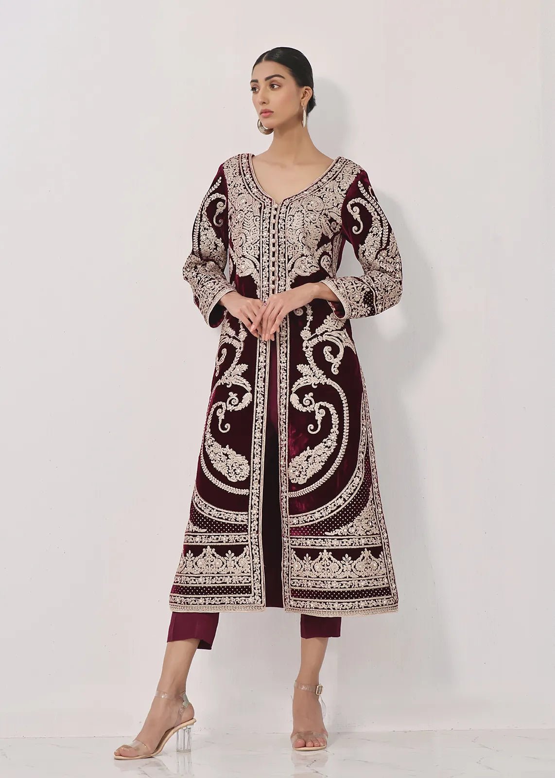 Veroz Maroon Coat - Rizwan Beyg Design