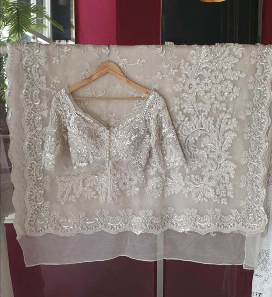 White cut - work saree - Rizwan Beyg Design