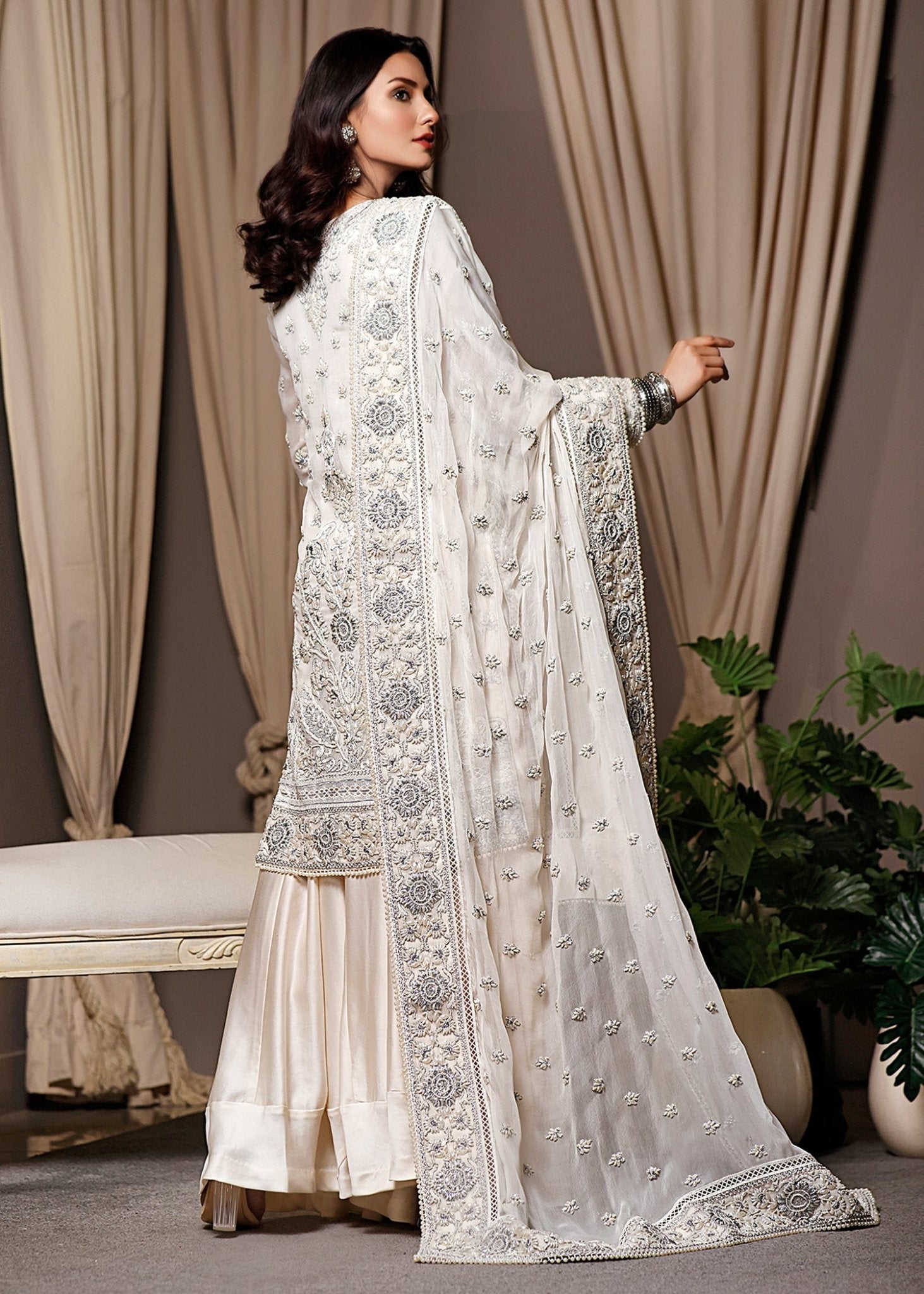 Zeba Silver Kali Kurta & Dupatta - Rizwan Beyg Design