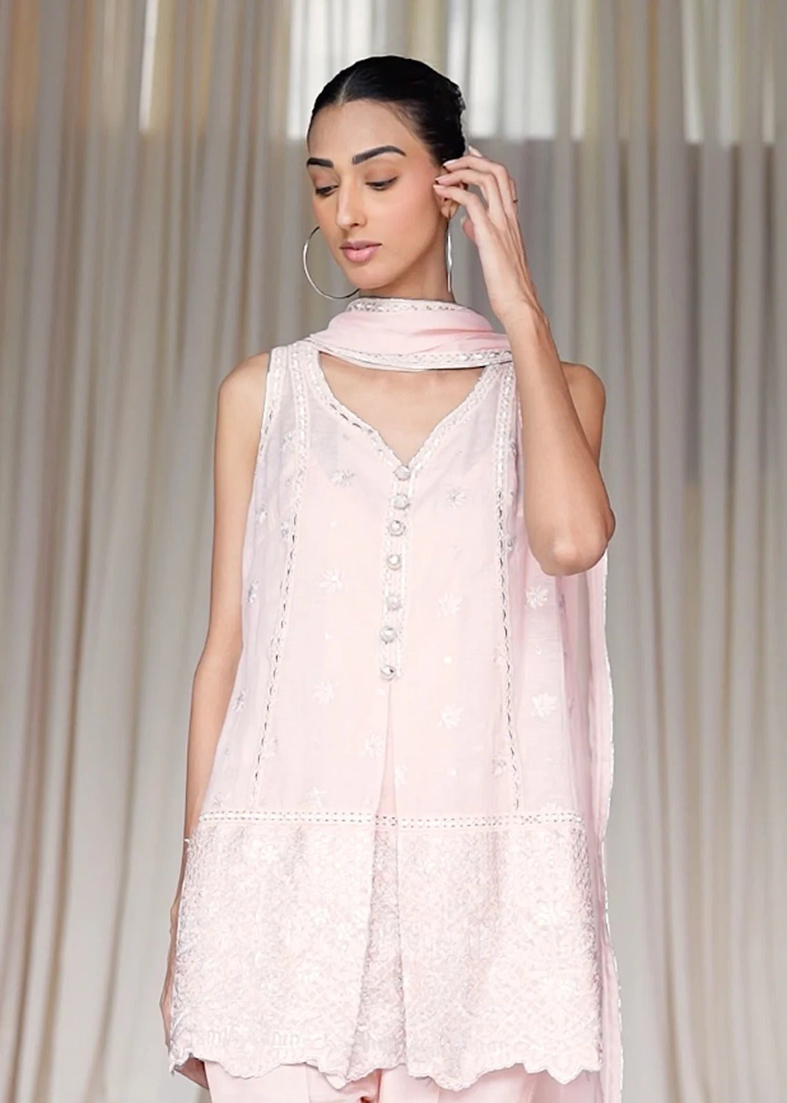 Zenia PInk Short Shirt - Rizwan Beyg Design